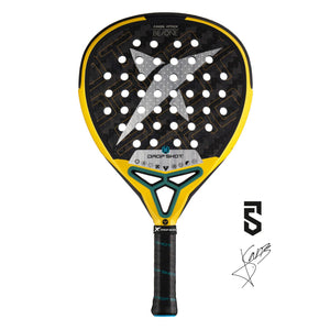 drop shot padel tennis racket black yellow axion attack